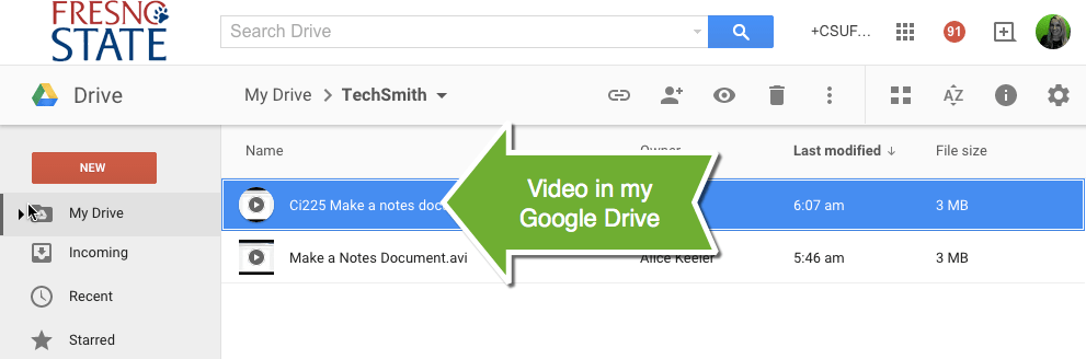 video in google drive