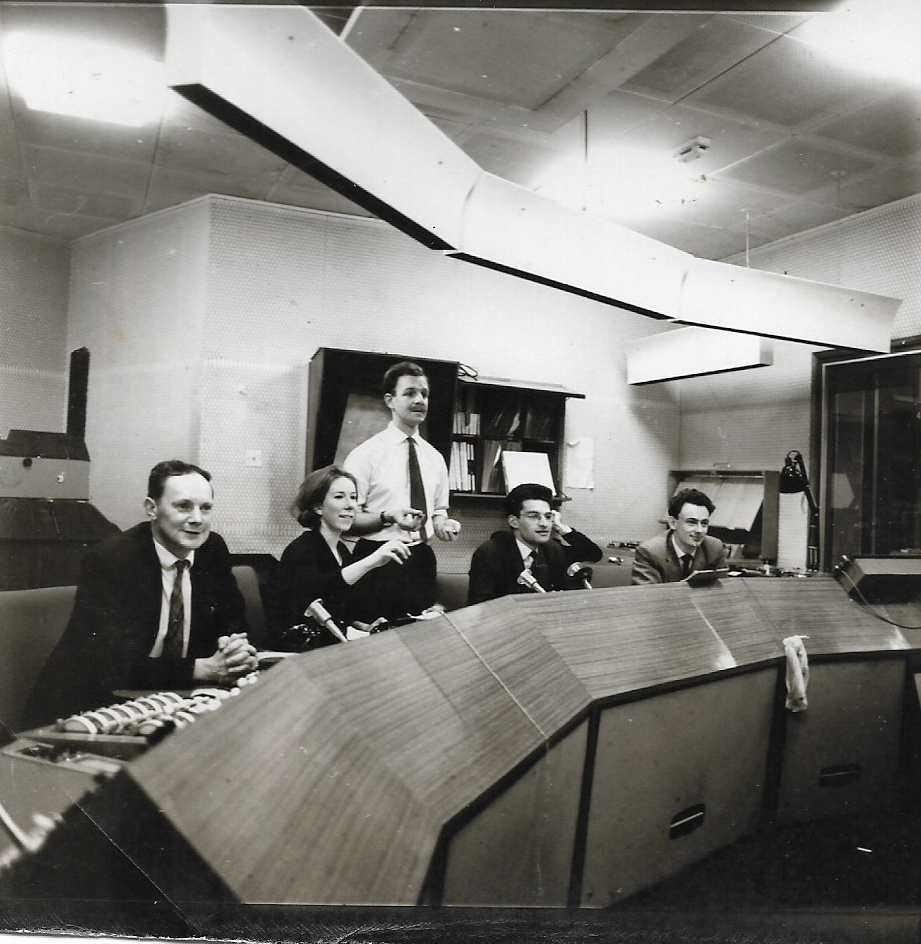 BBC Presentation Studio A, Maurice Kanareck standing.